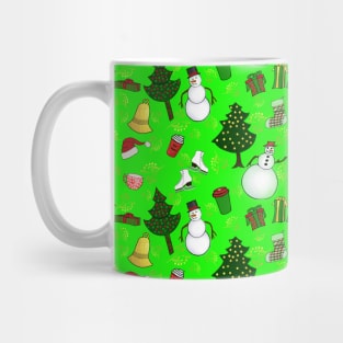 Holiday Doodles on Bright Green Background Mug